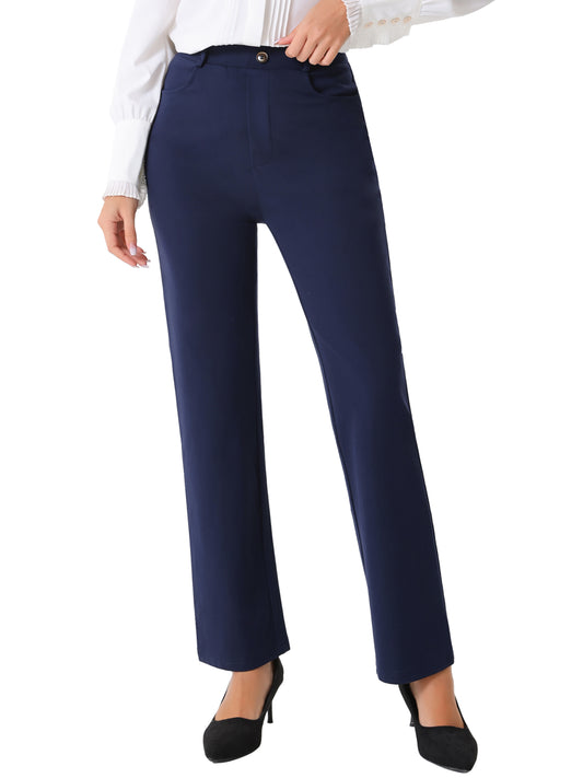 Women's Work Pants High Waist Straight Slacks Yoga Stretch Business Work Trousers