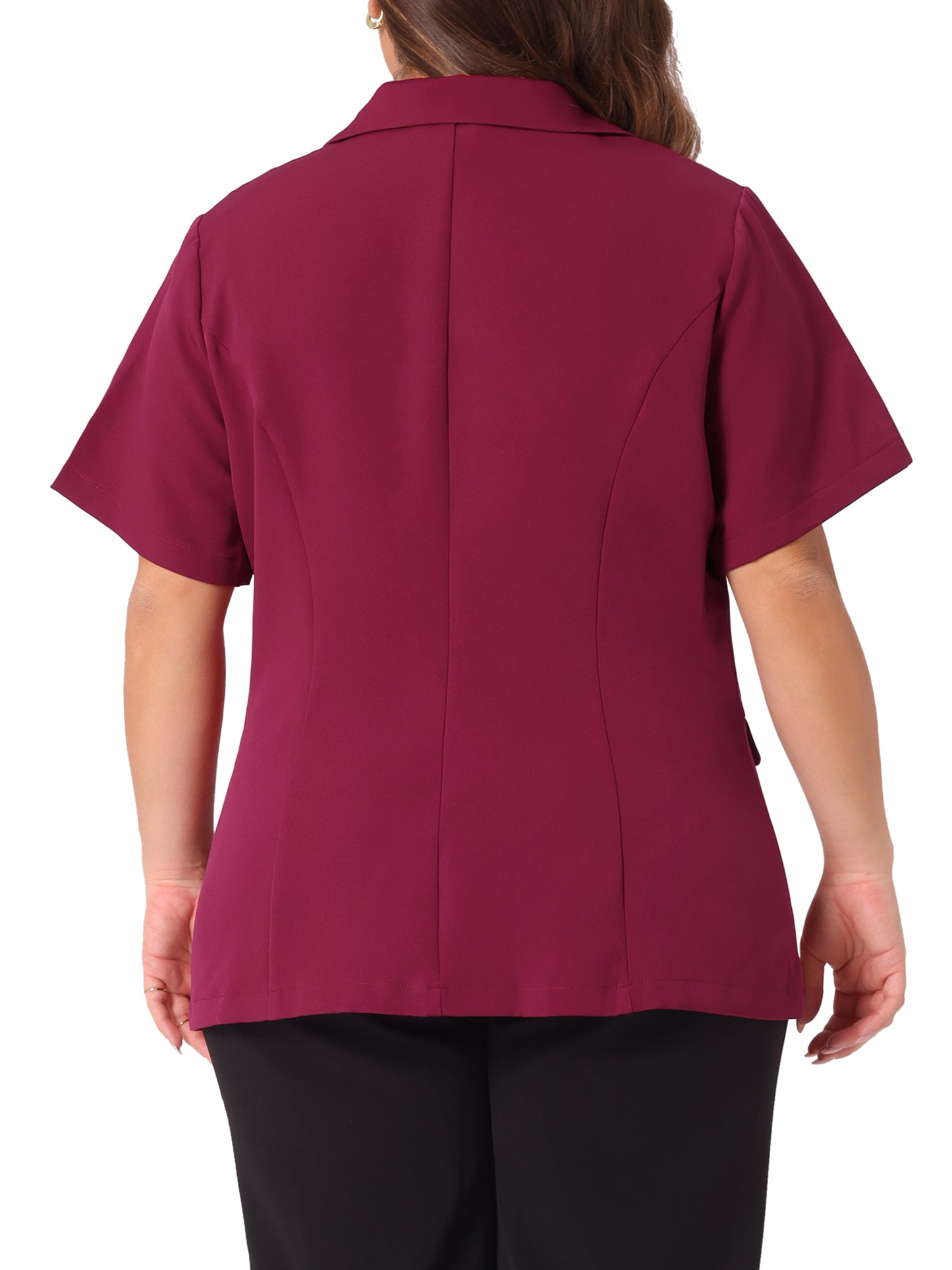Women Plus Size Casual Blazers Short Sleeve Notched Lapel Button Work Office Blazer Suit Jacket