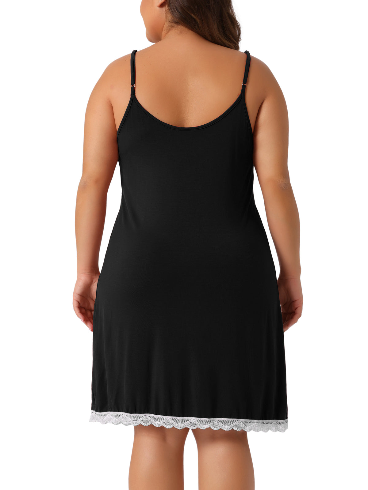 [PACK SALES] Women's Plus Size 2 Pieces Nightgowns Soft Rayon Sleepwear Lace V Neck Spaghetti Strap Loose Pajama Dress