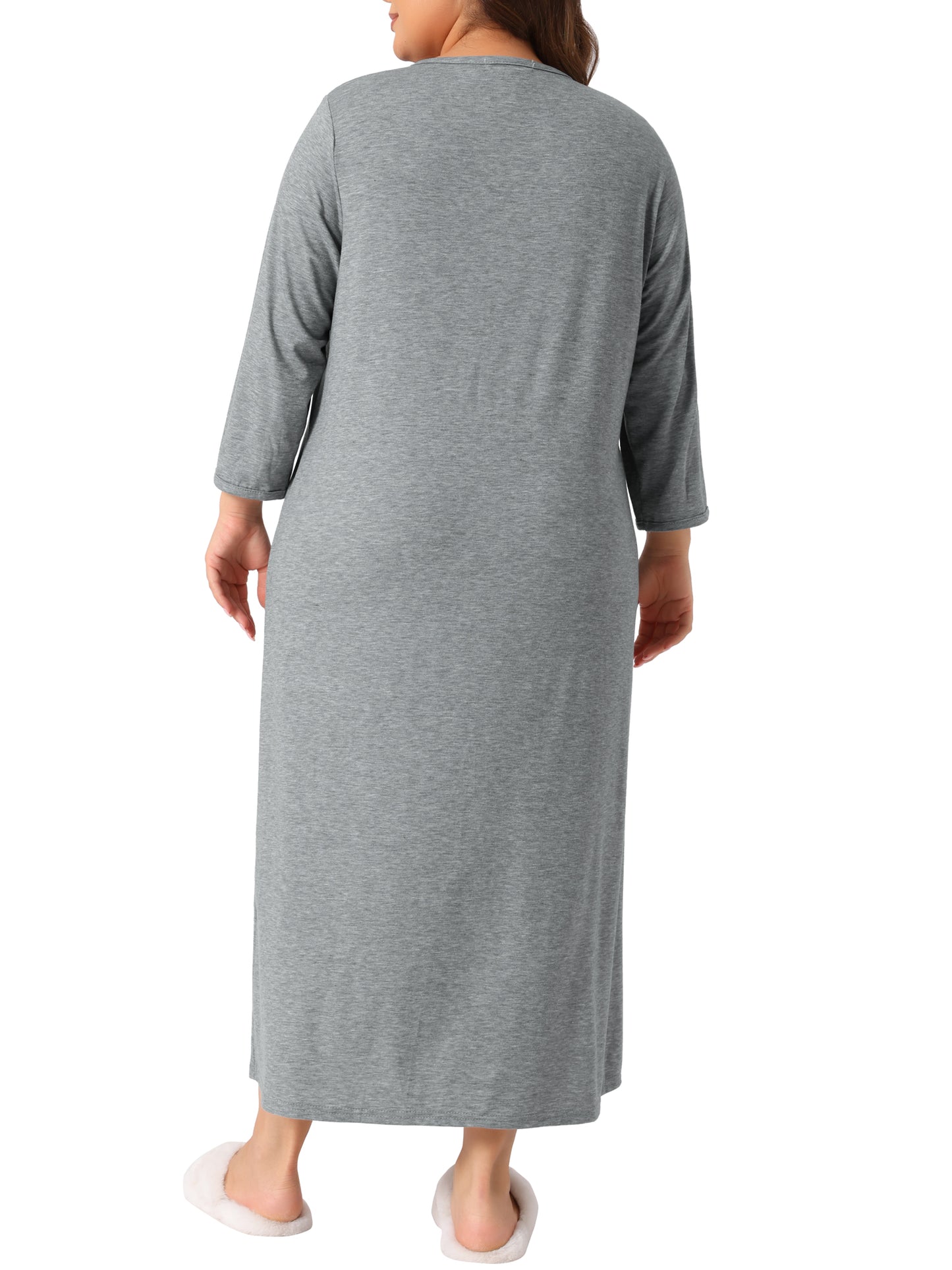 Women Plus Size Sleepwear Zipper Front House Coat Short Sleeves Robe Bathrobes Short Nightgown with Pockets