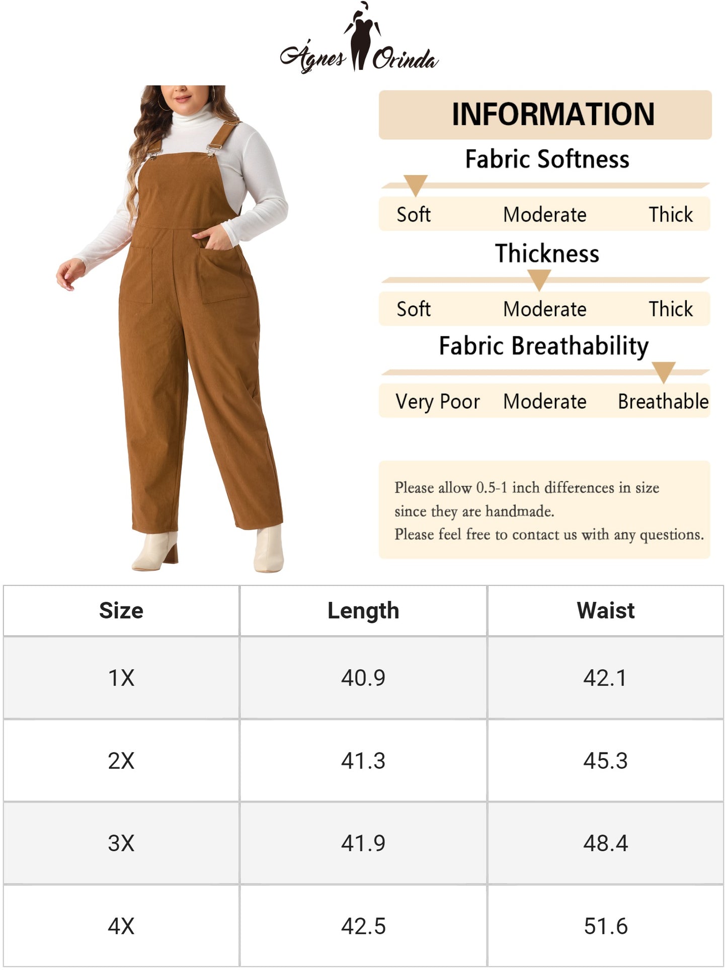 Women's Plus Size Corduroy Overalls Adjustable Straps Overall Jumpsuit with Pockets