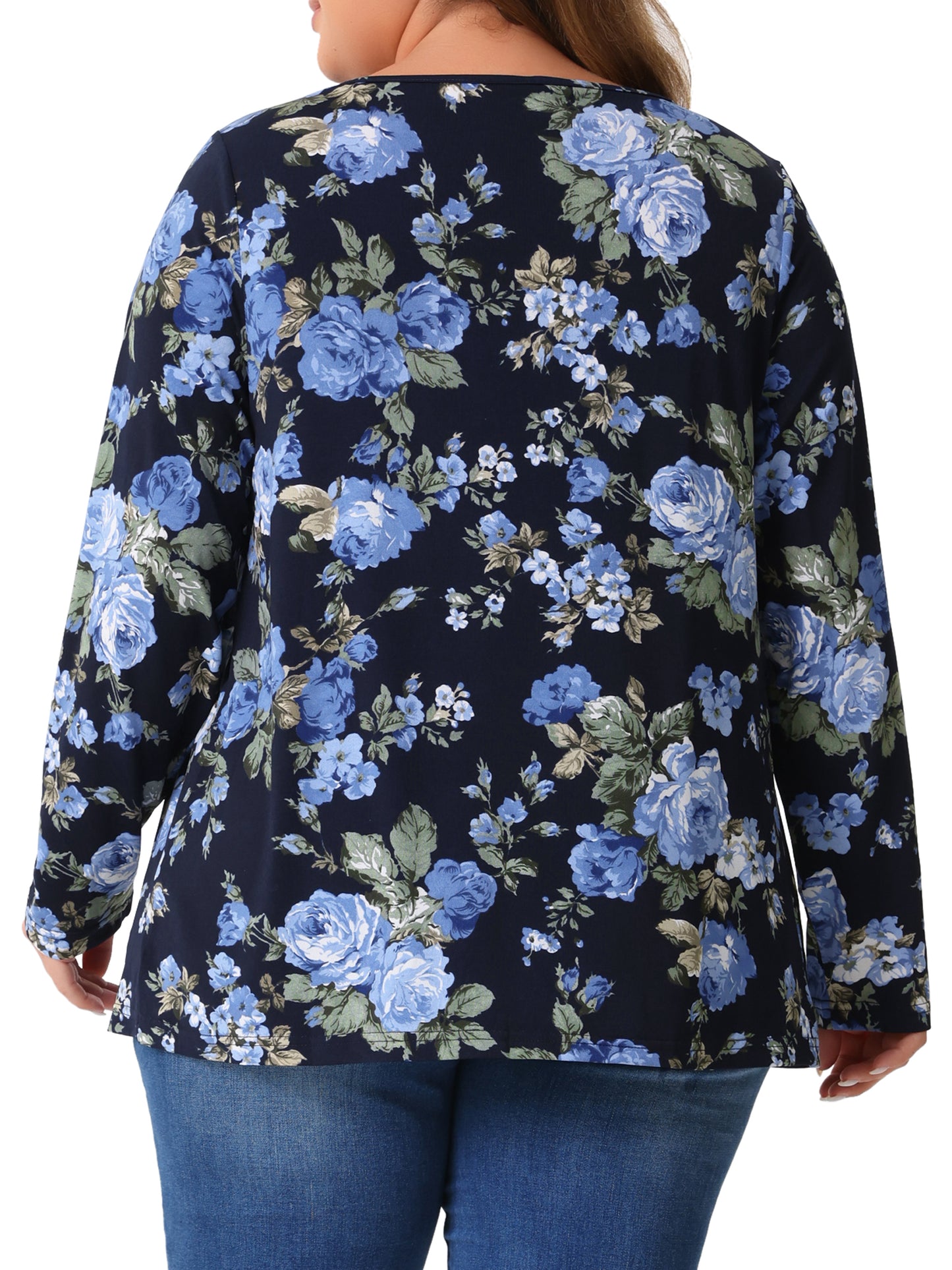 Women Plus Size Tops Long Sleeve Tunic Pleated Crew Neck Dressy Casual Fall Blouse
