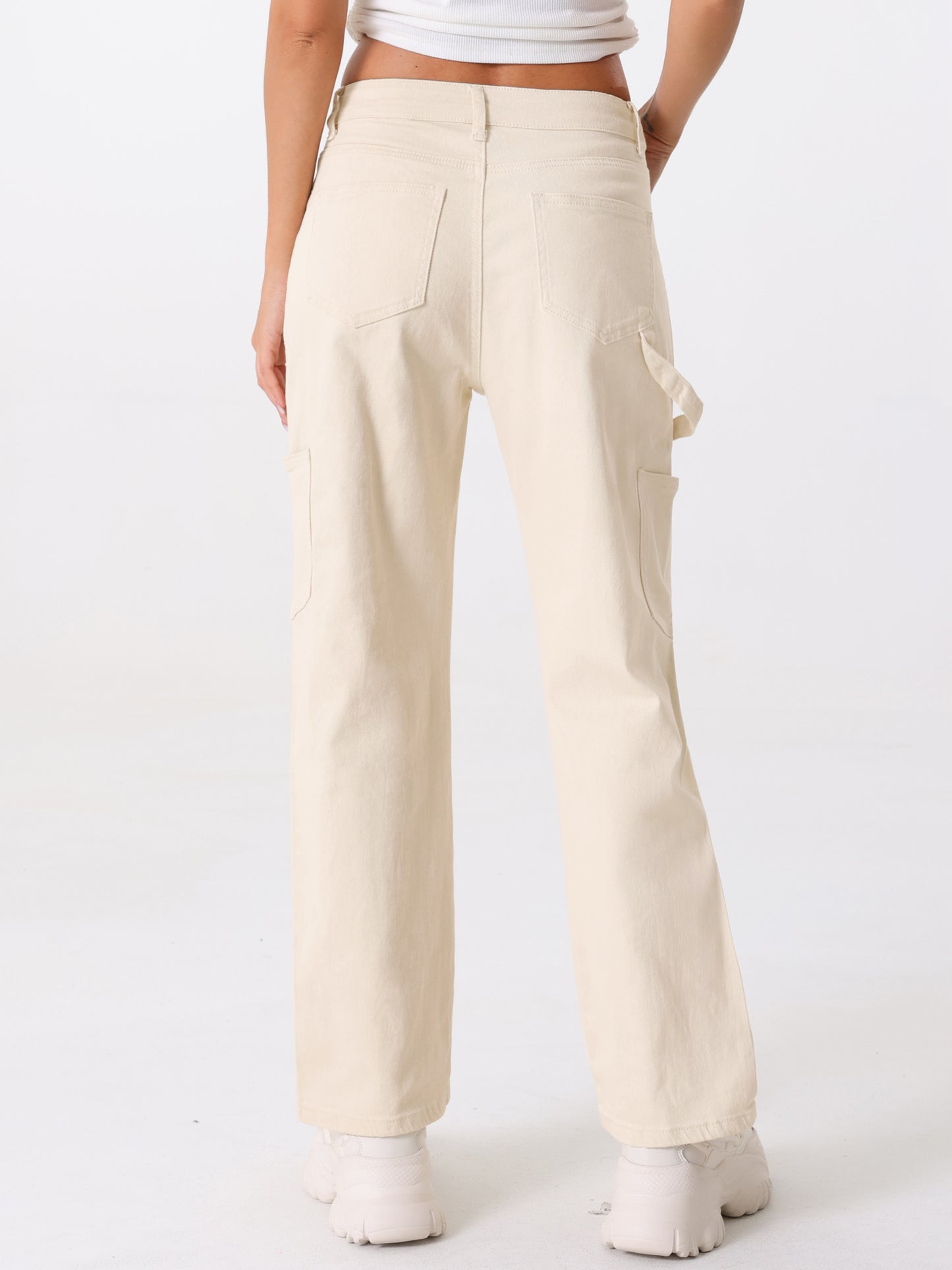 Women's High Waist Baggy Cargo Pants Street Style Casual Pants with Pockets