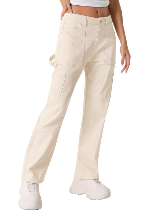 Women's High Waist Baggy Cargo Pants Street Style Casual Pants with Pockets