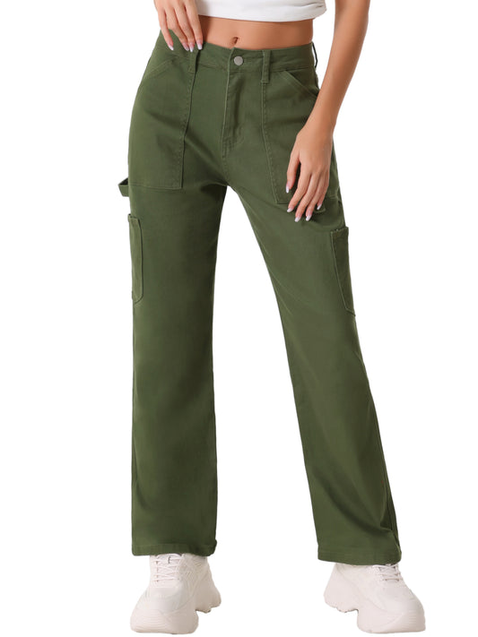 Women's High Waist Baggy Cargo Pants Street Style Casual Pants with Pockets