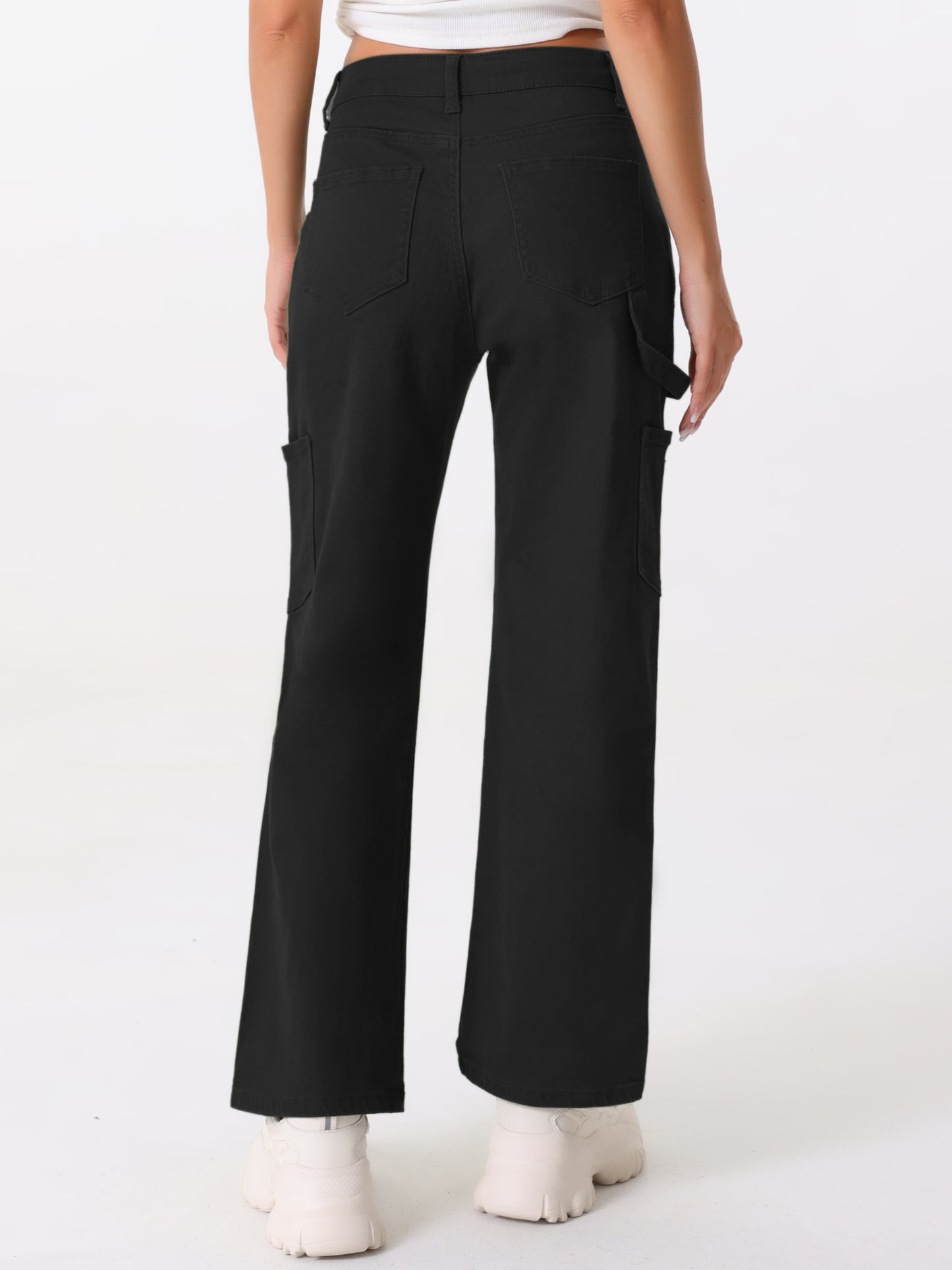 Women's High Waist Baggy Cargo Pants Street Style Casual Pants with Pockets