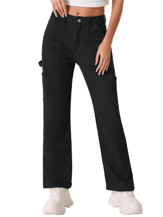Women's High Waist Baggy Cargo Pants Street Style Casual Pants with Pockets