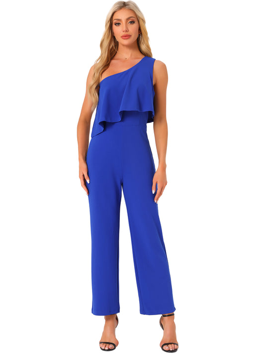 Women's Layer One Shoulder Dressy Jumpsuits Formal Romper