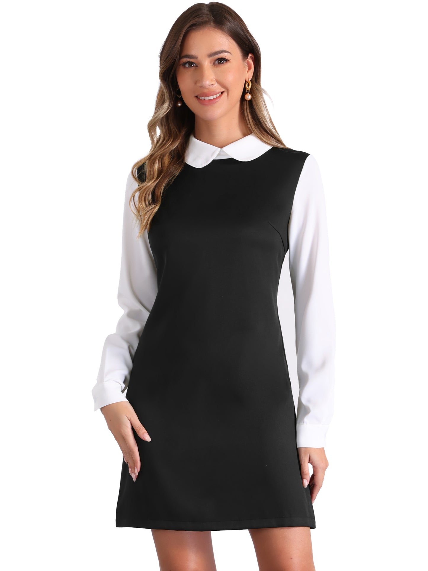 Women's Peter Pan Long Sleeve Mini Dress