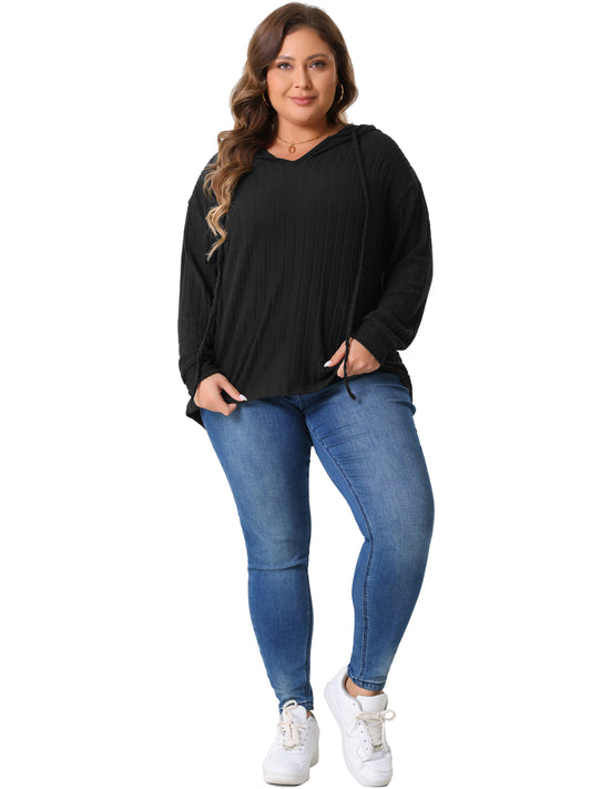 Women Plus Size Hoodies Pullover Lightweight Drawstring Sweatshirts Long Sleeve