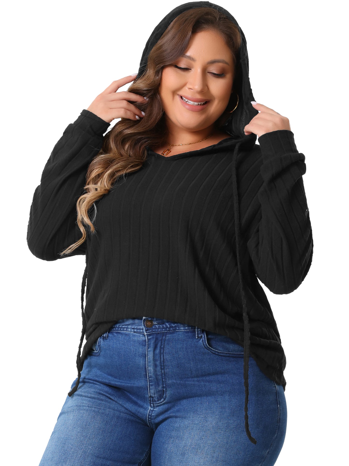 Women Plus Size Hoodies Pullover Lightweight Drawstring Sweatshirts Long Sleeve