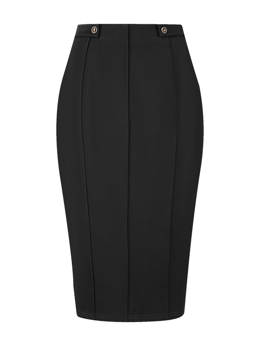 Women's Work Pencil Skirt High Waist Office Stretch Bodycon Midi Skirt