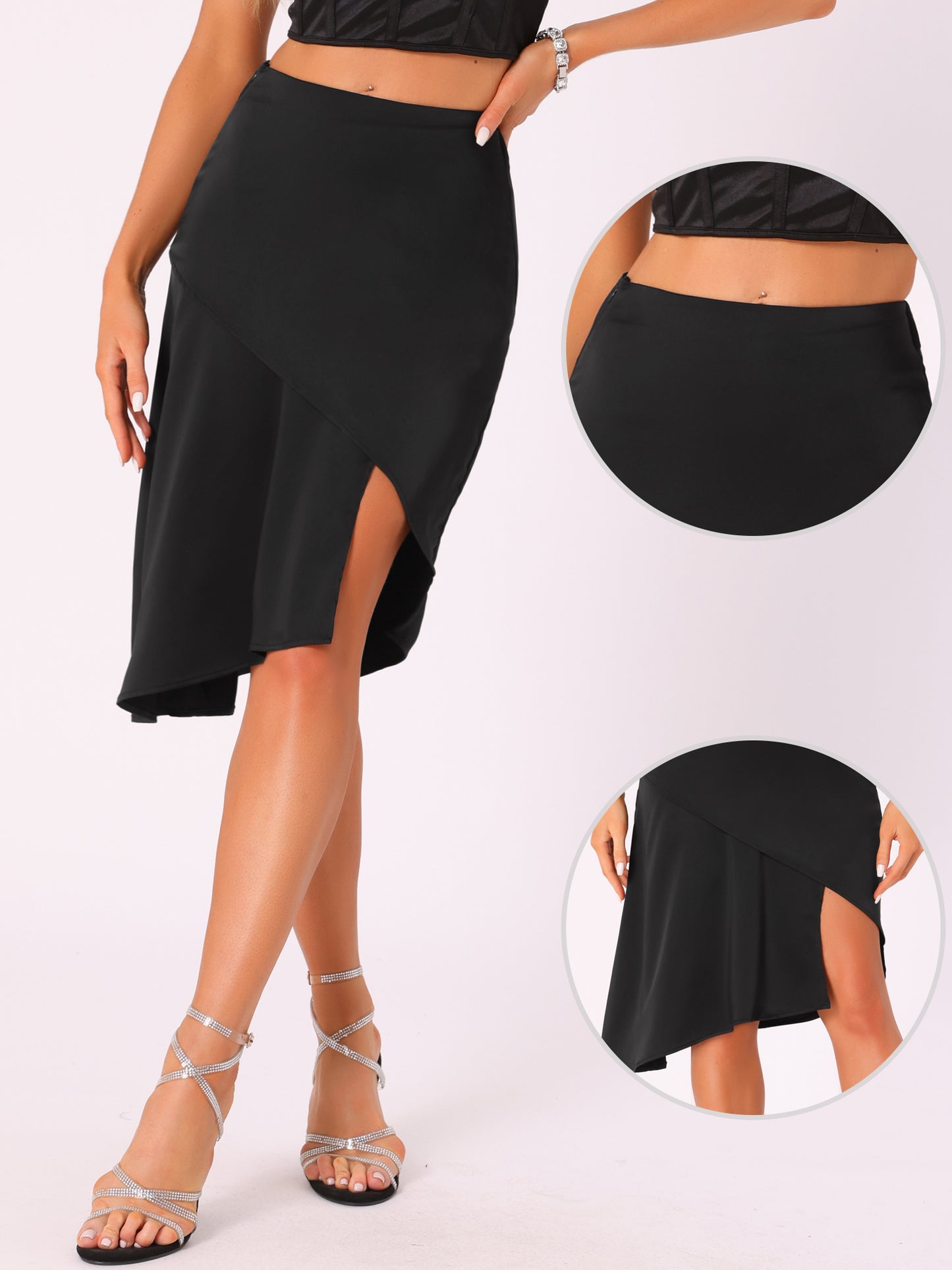 Women's Ruffle Wrap Skirt High Waist Asymmetric A-Line Flowy Elegant Skirt