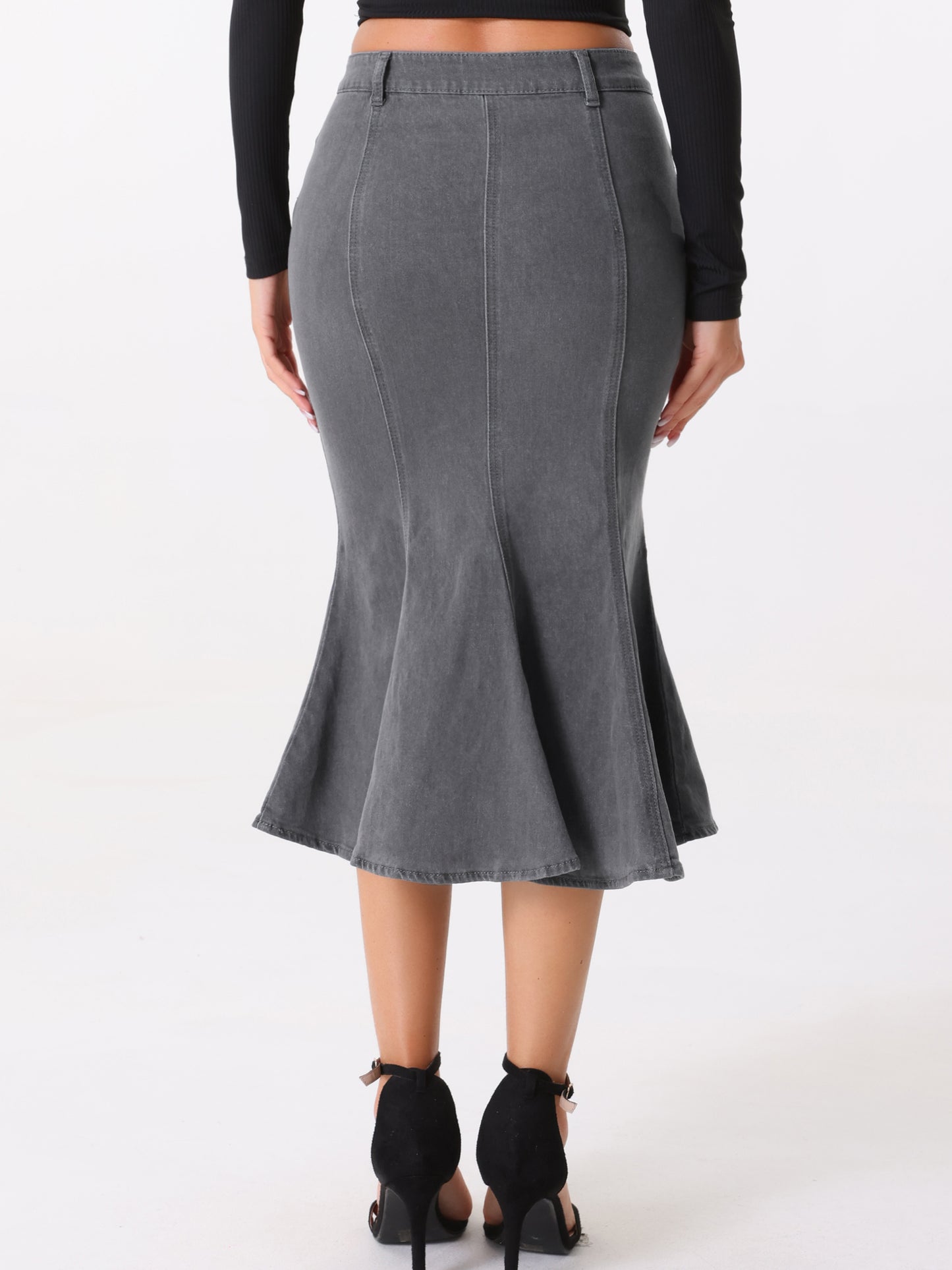 Women's Fishtail Denim Skirt Slim Fit Midi Skirts