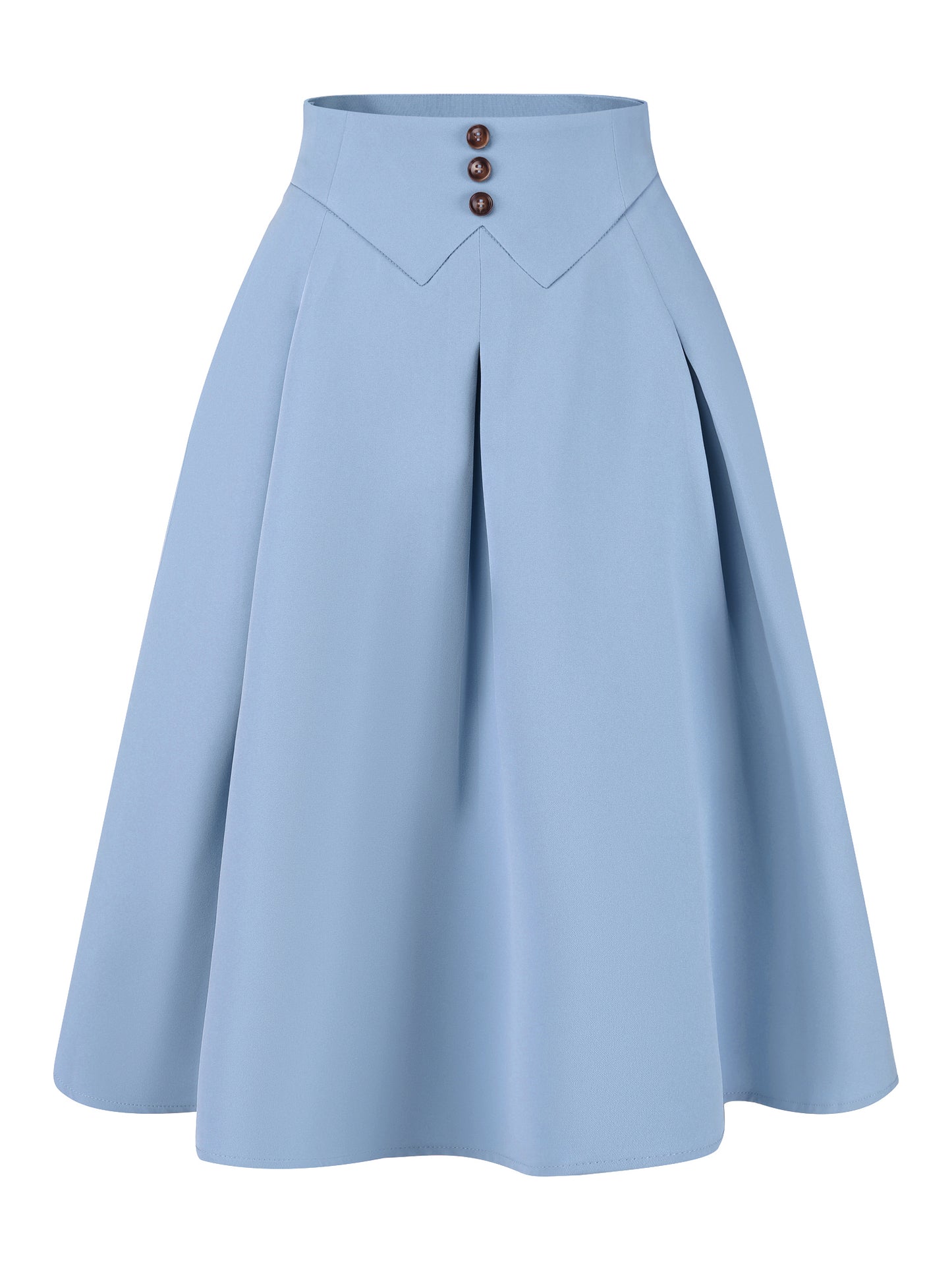 Falda plisada acampanada de cintura alta con botones decorativos para oficina informal para mujer