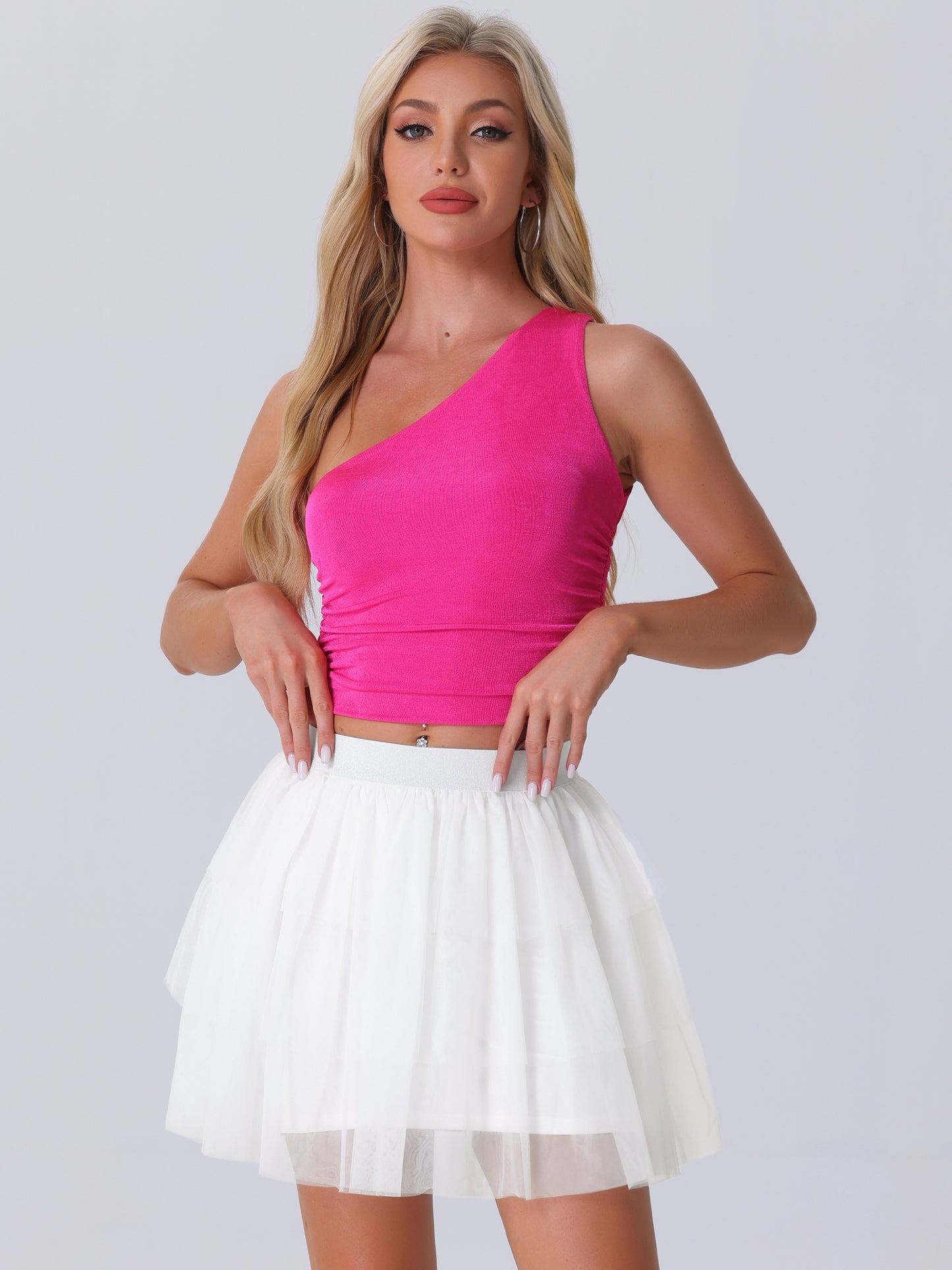 Women's Tulle Skirts Tiered Layered Ballet Dance Bubble Mesh Puffy Mini Skirt