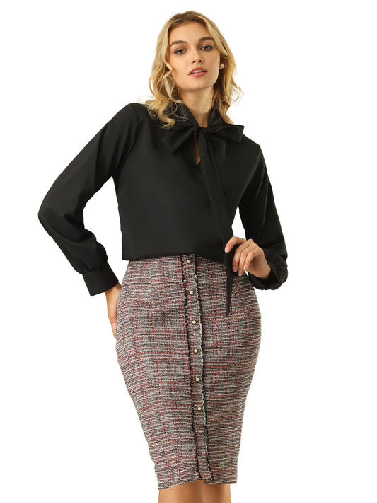 Falda tubo de tweed elegante hasta la rodilla para mujer