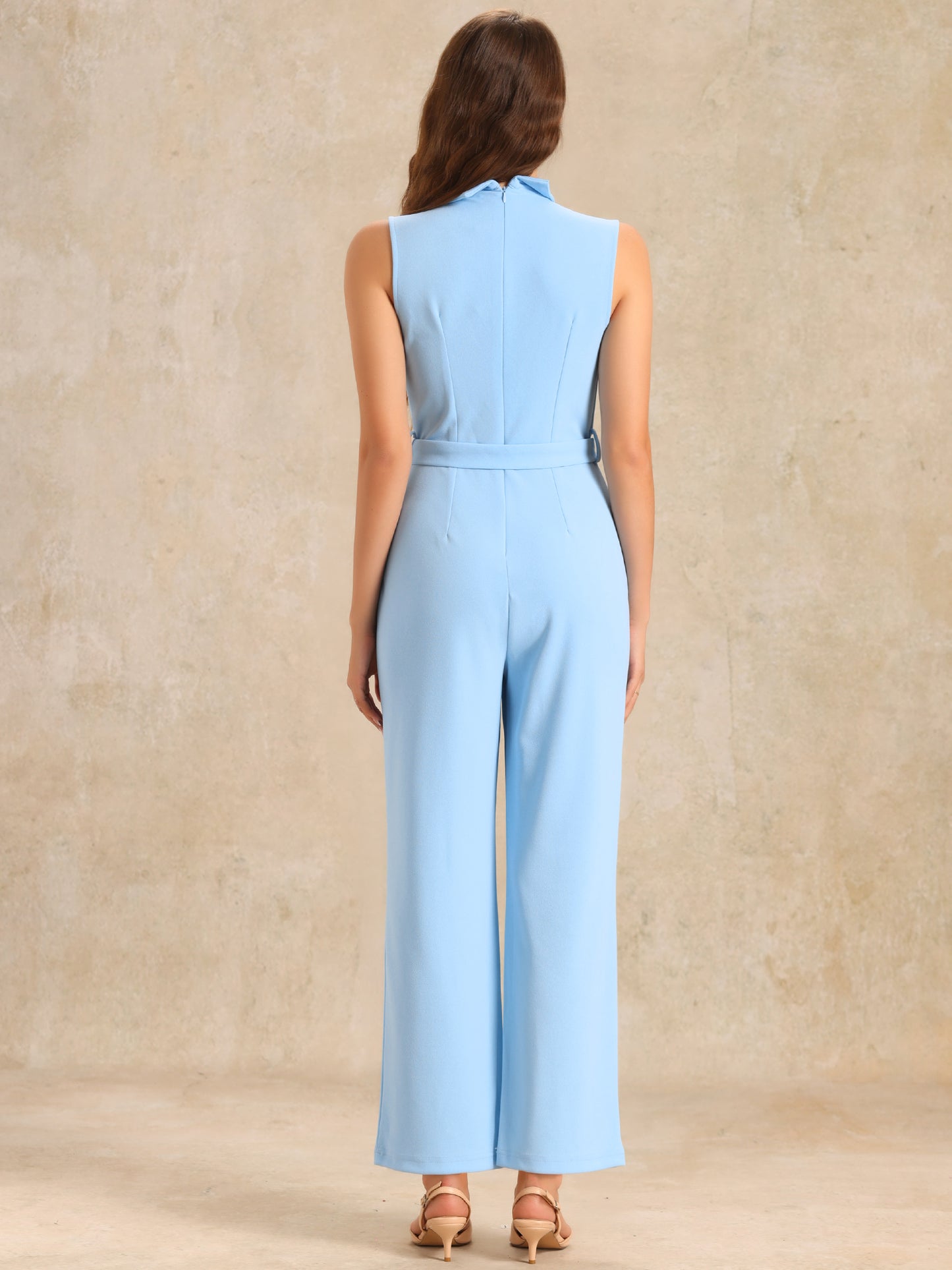 Women's Work Jumpsuit Formal Office Sleeveless Belted Jumpsuits Dressy Romper