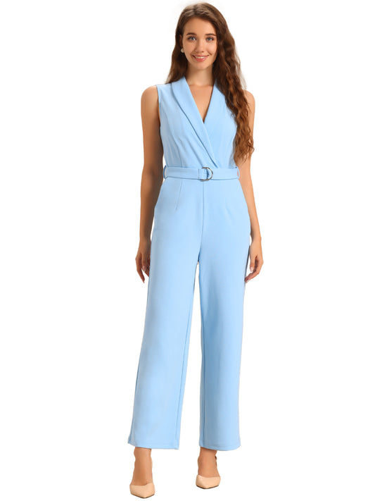 Women's Work Jumpsuit Formal Office Sleeveless Belted Jumpsuits Dressy Romper