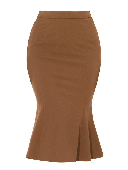 Falda midi de sirena con cola de pez y cintura alta con dobladillo con volantes para mujer