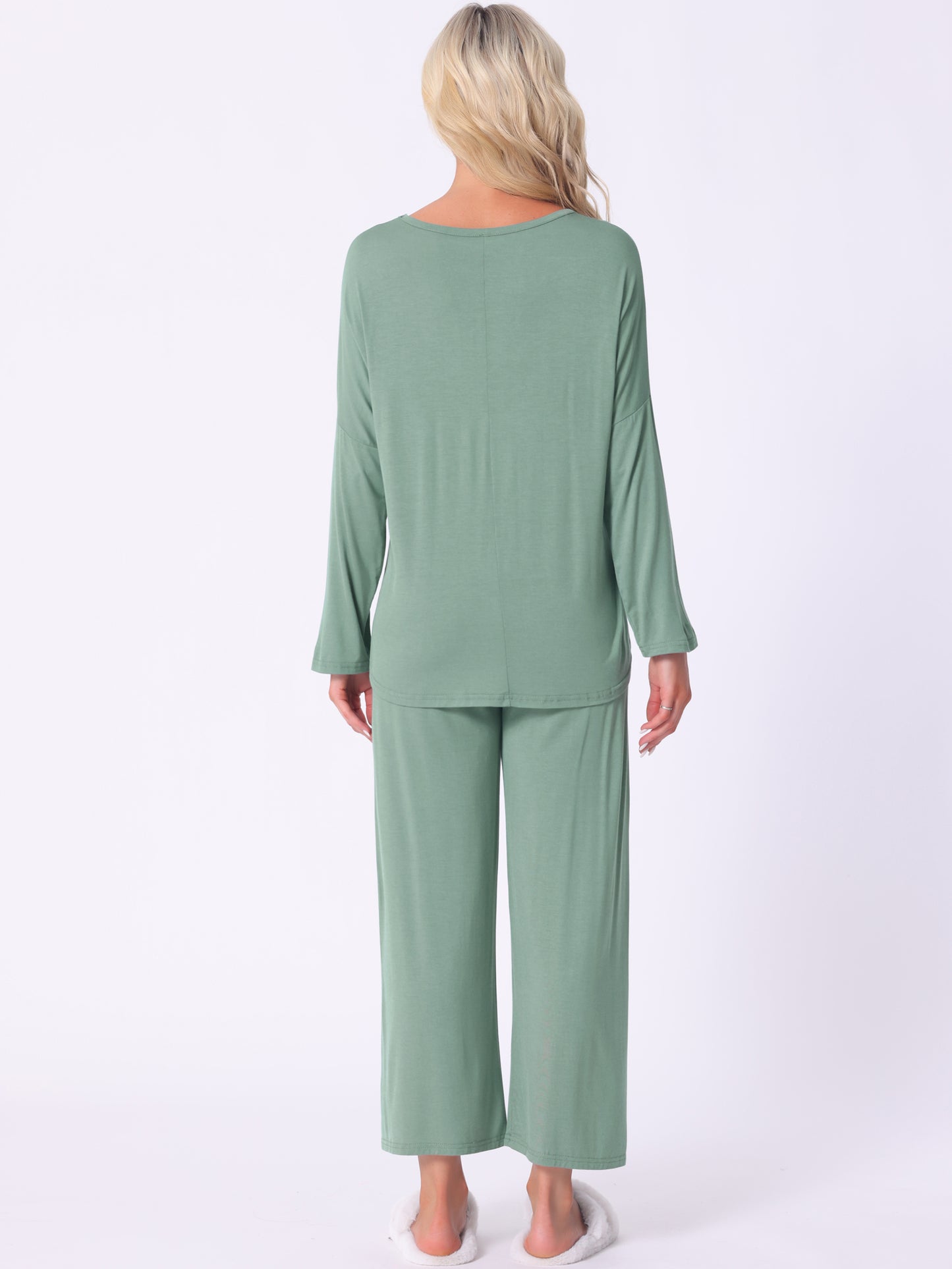 Ensemble de pyjama 2 pièces pour femme, haut haut bas, manches longues, pantalon, vêtements de nuit amples