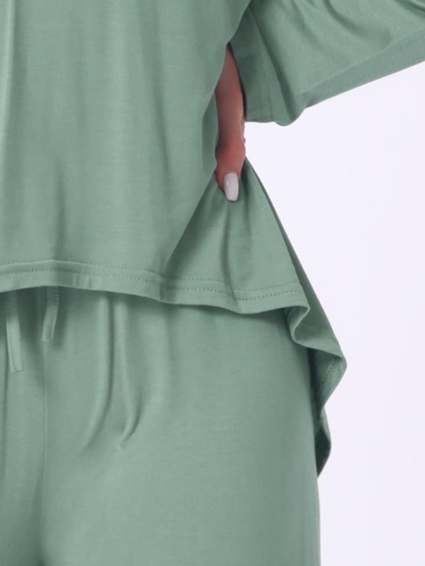 Ensemble de pyjama 2 pièces pour femme, haut haut bas, manches longues, pantalon, vêtements de nuit amples