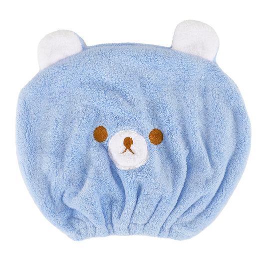 Hair Drying Towel, Bear Hair Towel Quick Drying Wrap for Women Blue