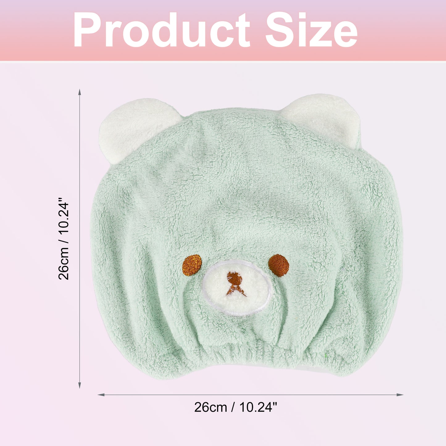 Hair Drying Towel, Bear Hair Towel Quick Drying Wrap for Women Green