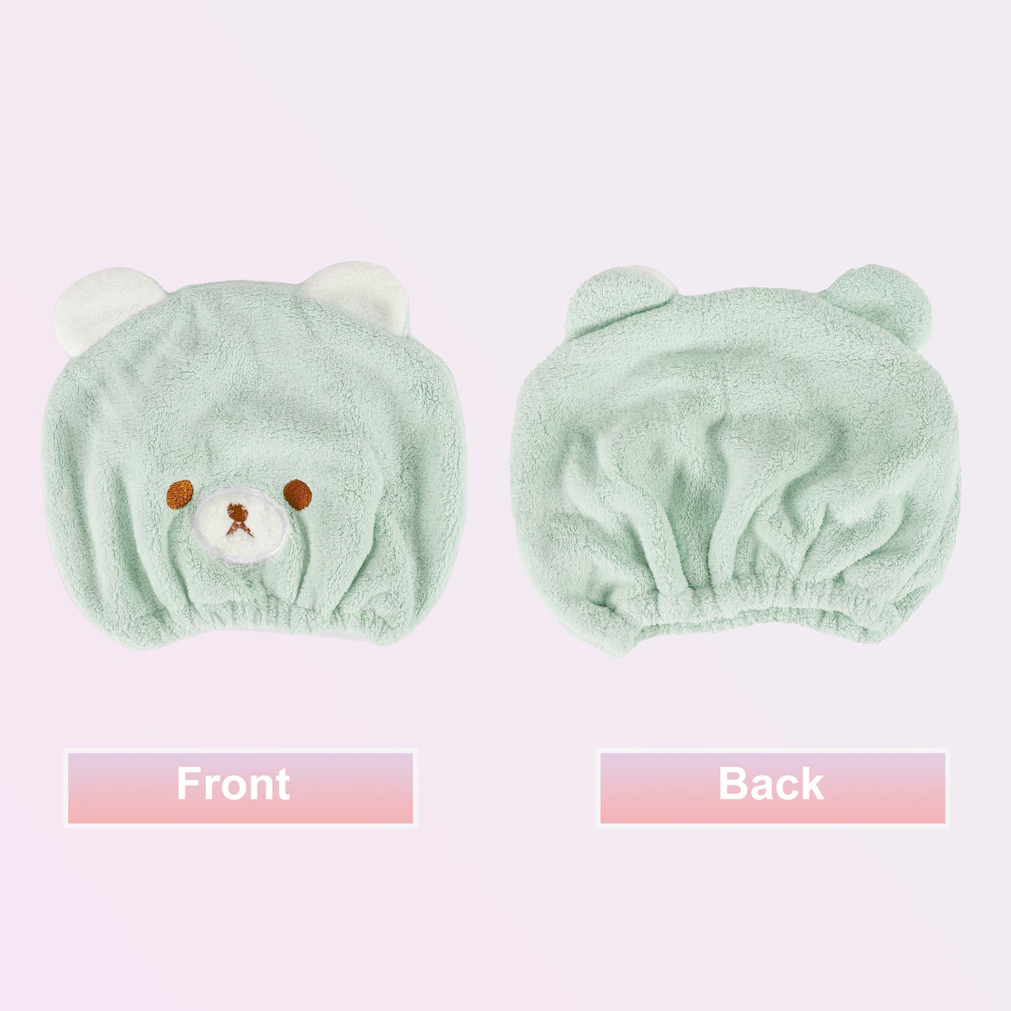 Hair Drying Towel, Bear Hair Towel Quick Drying Wrap for Women Green