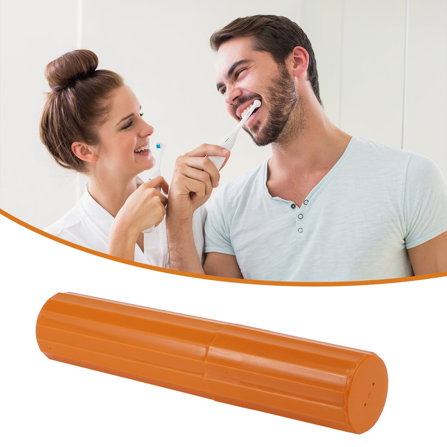 Estuche de plástico para cepillos de dientes con rayas verticales (2 unidades), 7,87 x 1,50 pulgadas, color naranja