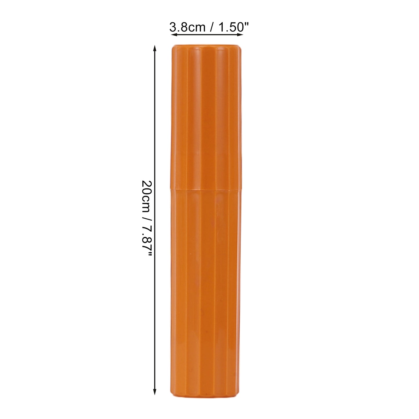 Estuche de plástico para cepillos de dientes con rayas verticales (2 unidades), 7,87 x 1,50 pulgadas, color naranja