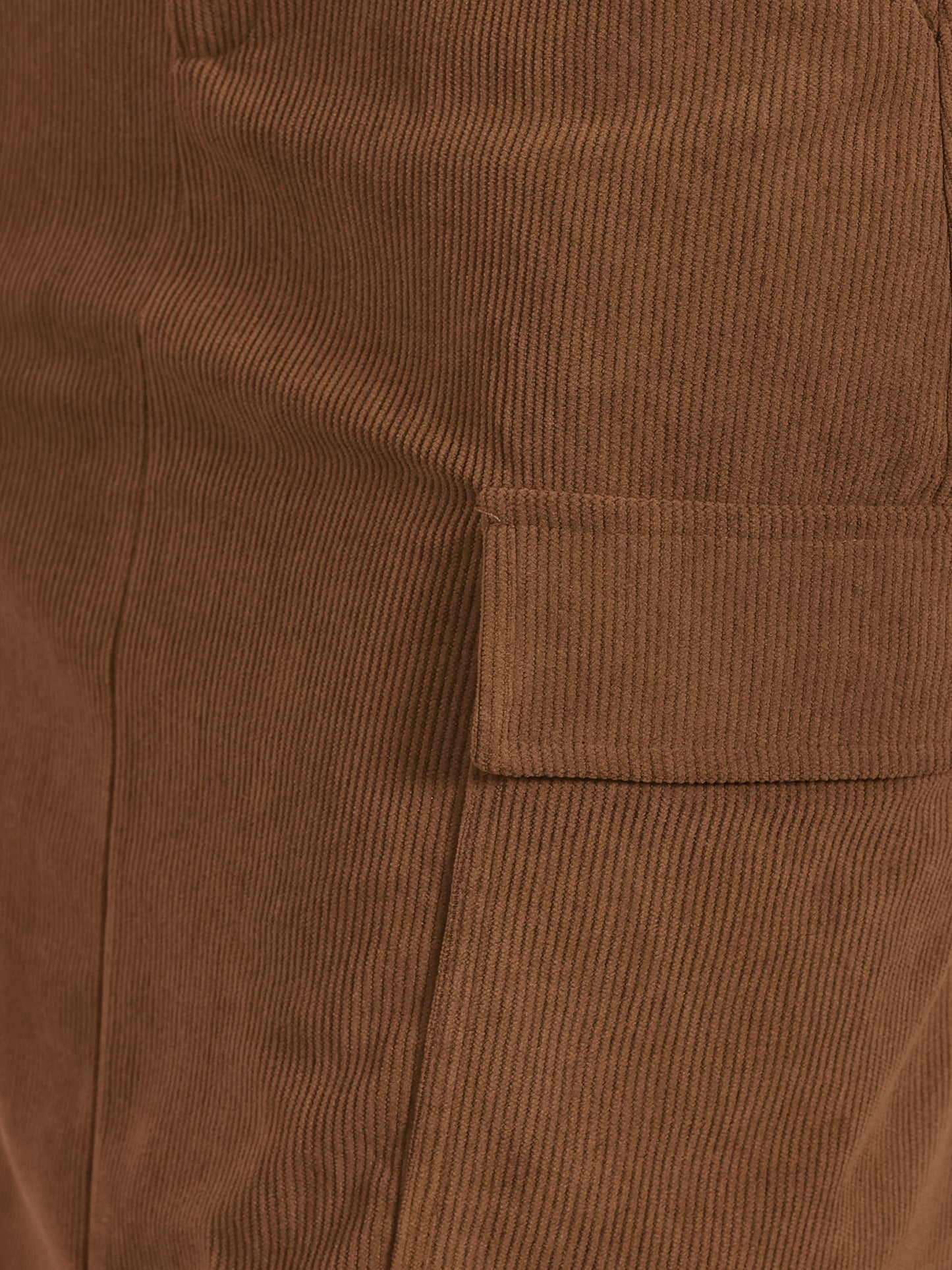 Falda cargo de pana para mujer, cintura alta, espalda elástica, corte en H, midi