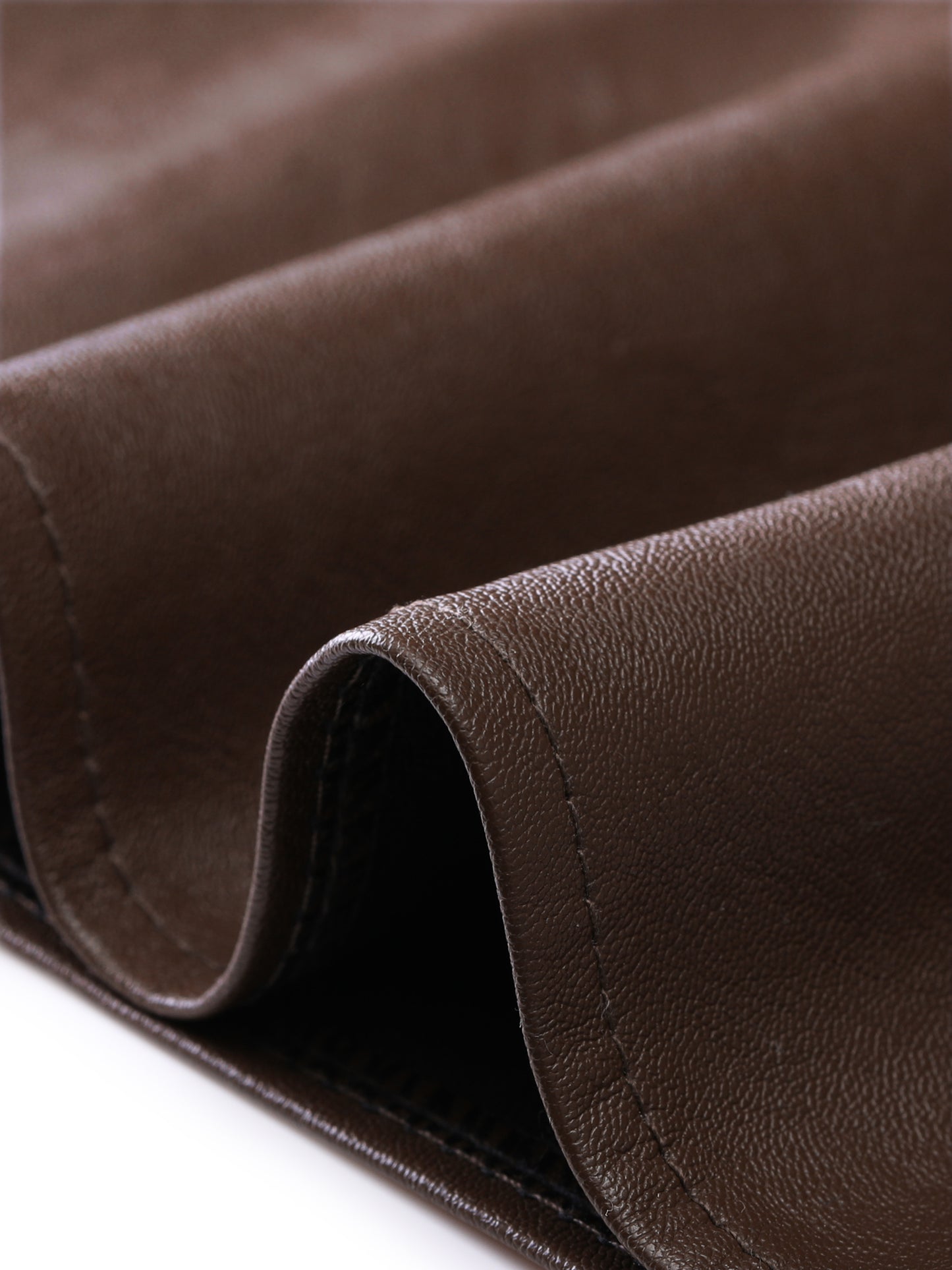 Falda tubo midi ajustada con abertura lateral y cintura alta de cuero sintético para mujer