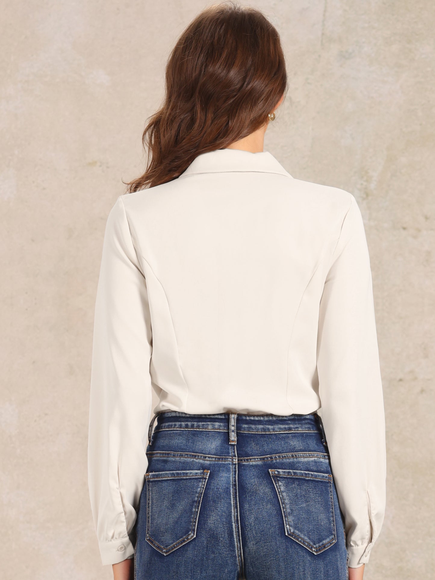 Women's Button Down Leotard Shirt Peter Pen Collar Long Sleeve Business Work Shirt Bodysuit Top