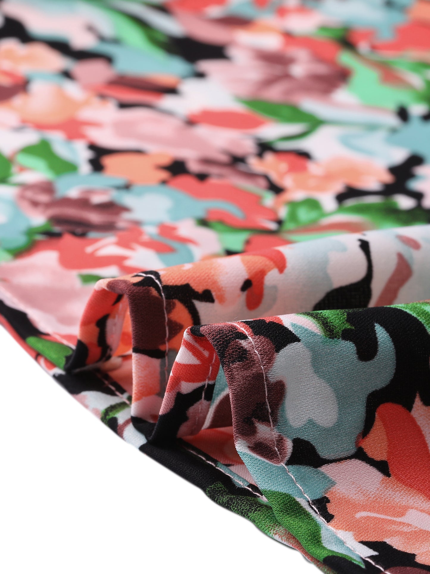Blusa de gasa con volantes y cuello con lazo floral de manga larga para mujer