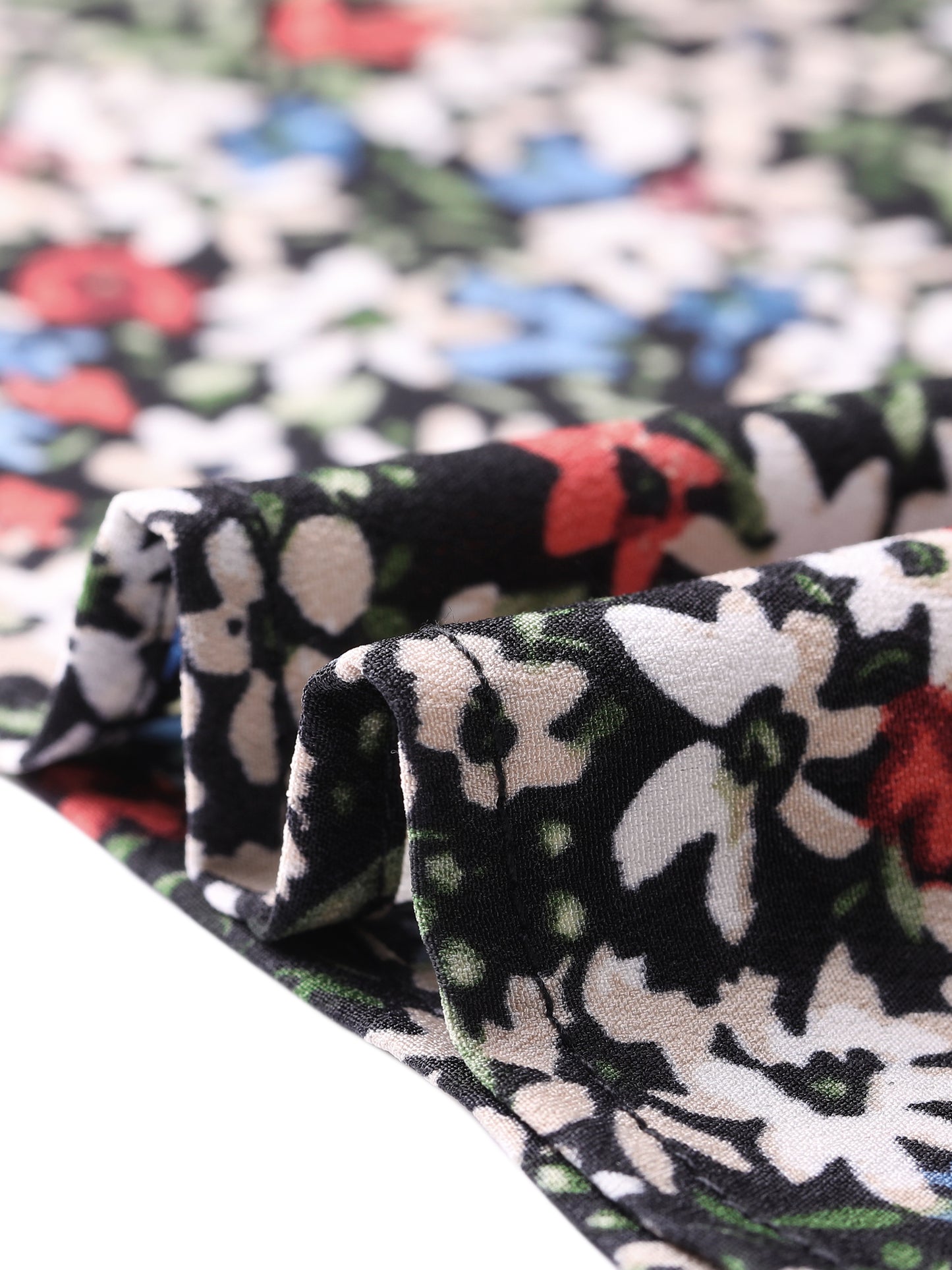 Blusa de gasa con volantes y cuello con lazo floral de manga larga para mujer