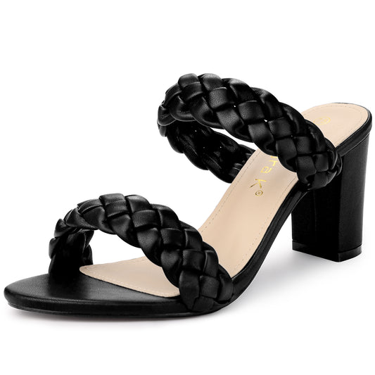 Sandalias de tacón grueso con plataforma y trenzado para mujer