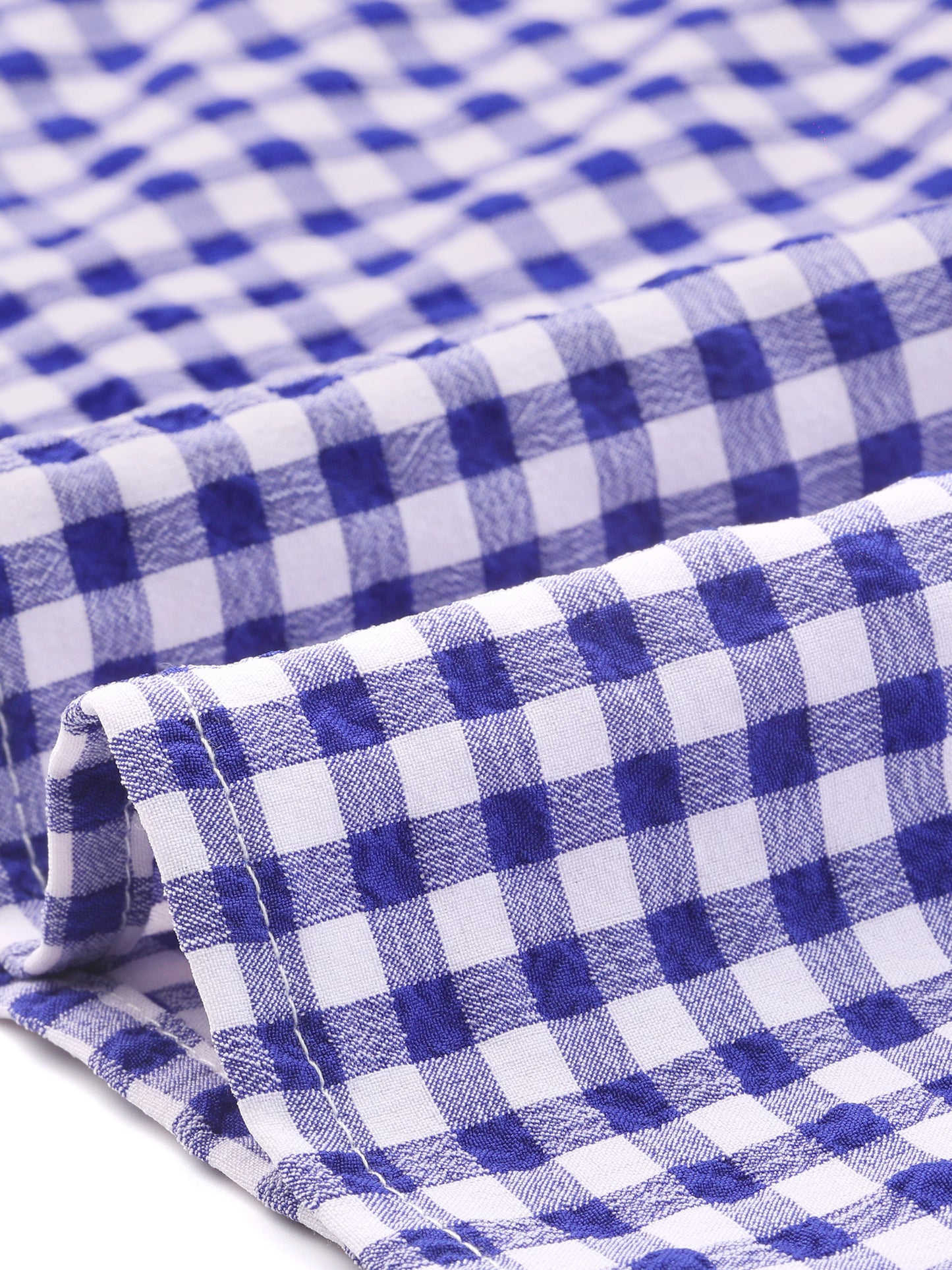 Women's Cap Sleeve Summer Square Neck Gingham Blouse Top