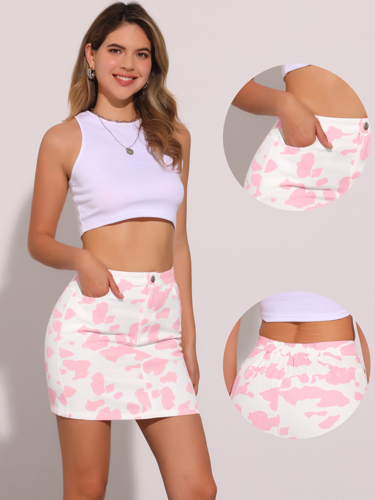 Women's High Waist Mini Print Casual Short Skirt
