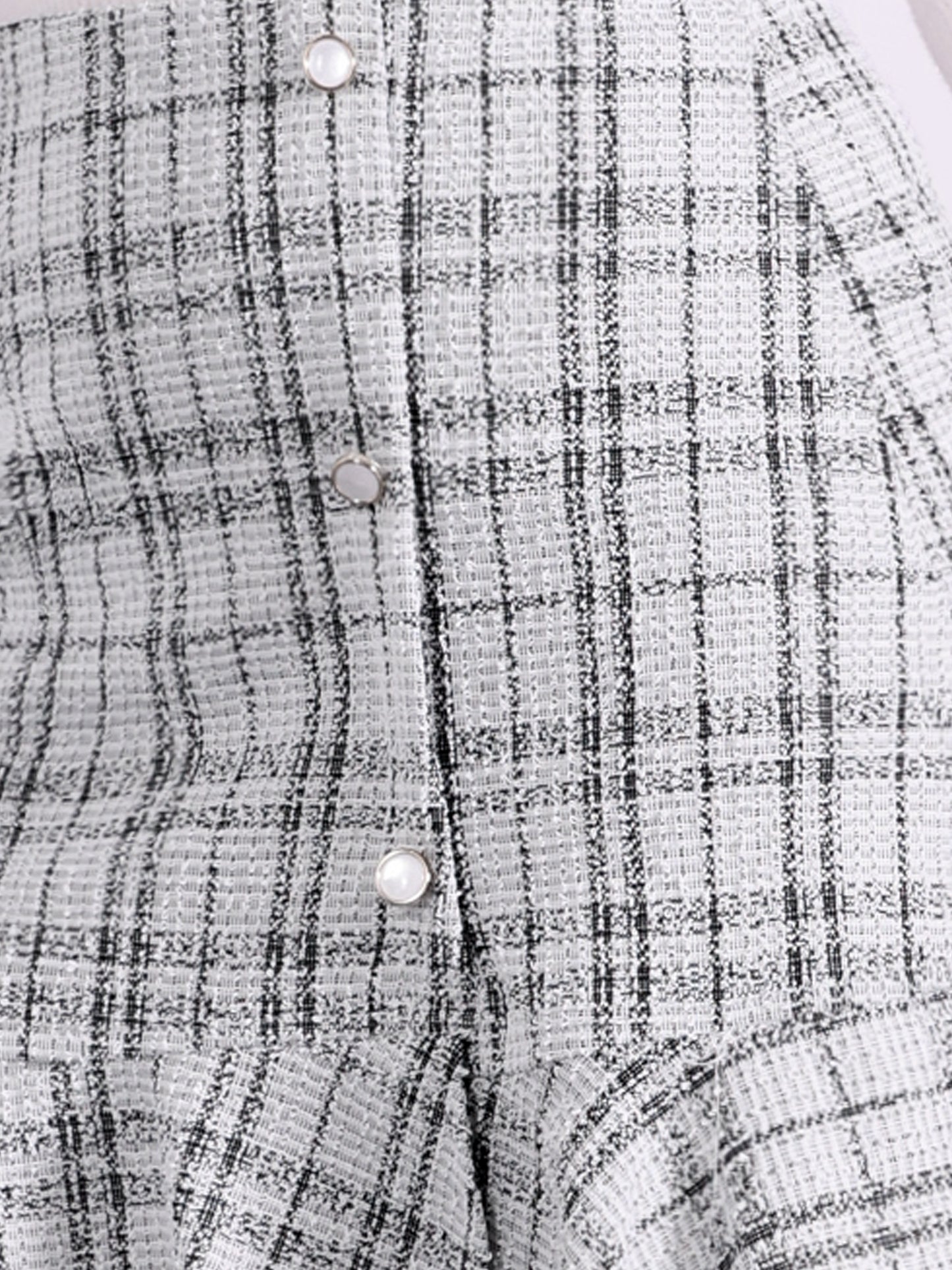 Faldas a cuadros para mujer, minifalda de tweed con botones y dobladillo con volantes