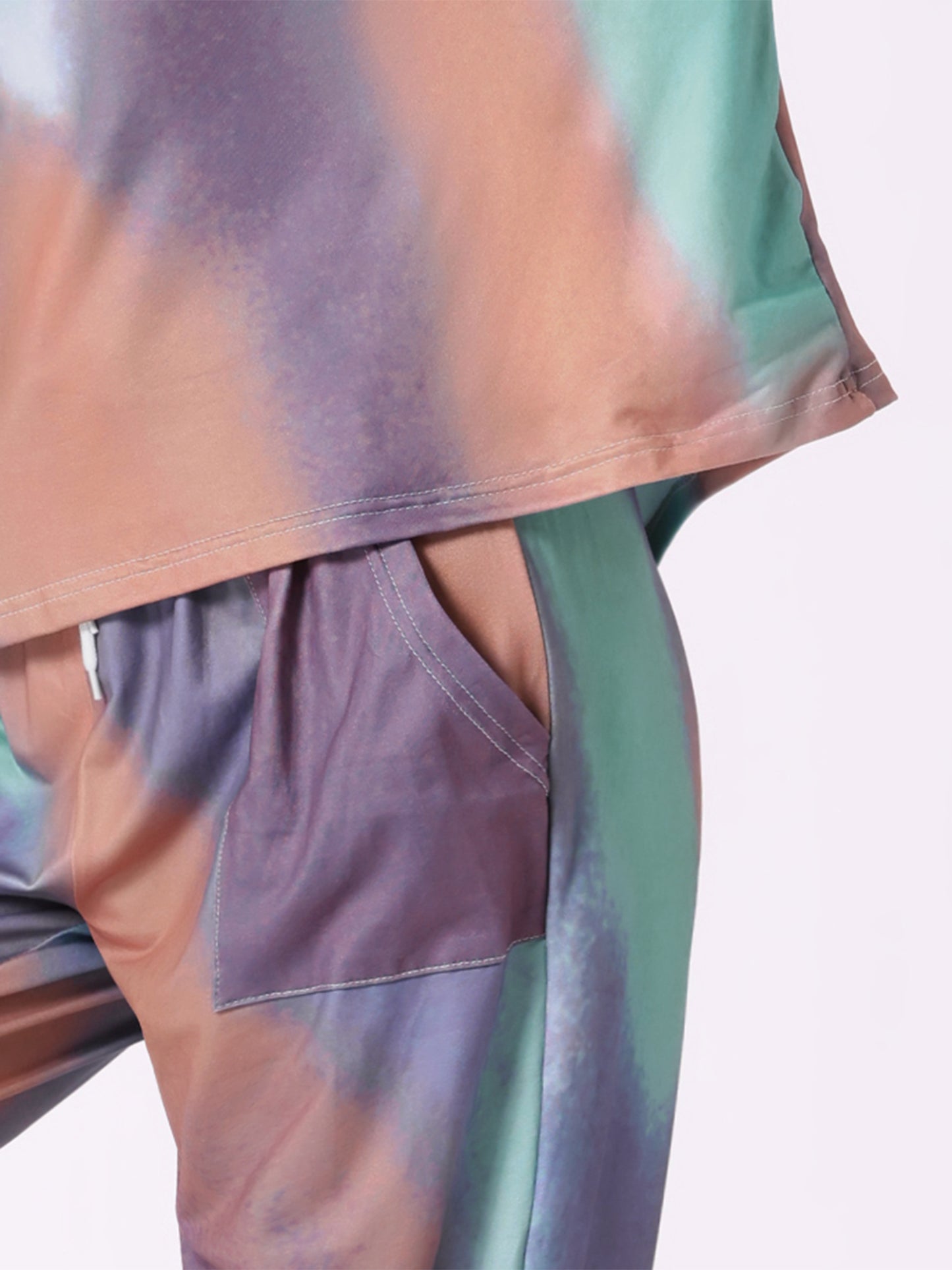 Women's Pajamas Cotton Tie Dye Long Sleeve Round Neck Front Pocket Drawstring Long Pants Loungewear Pjs Set
