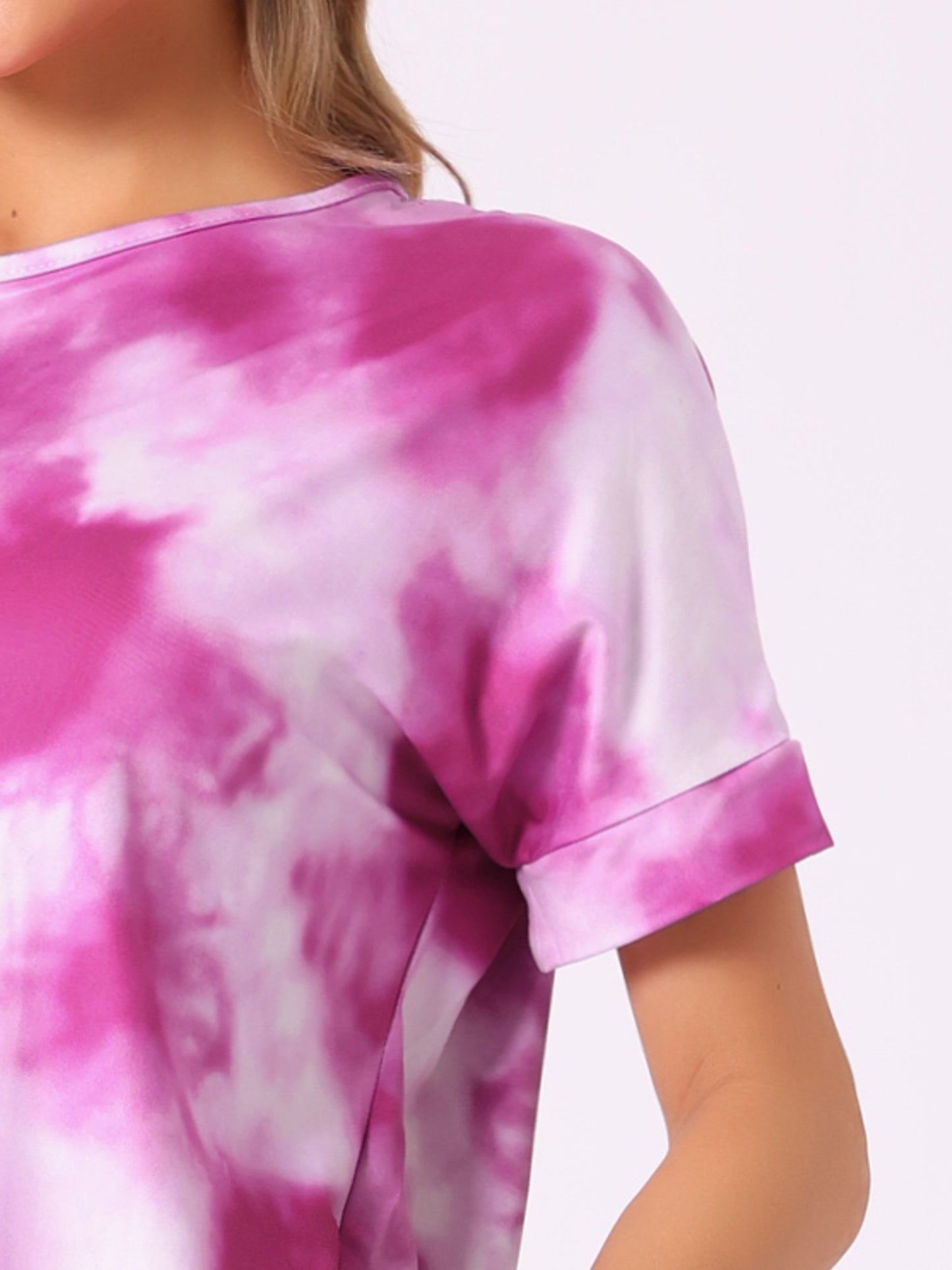 Women's Pajamas Set Sleepwear Tie Dye T-shirt with Pants Pjs with Pocket Sweatsuit