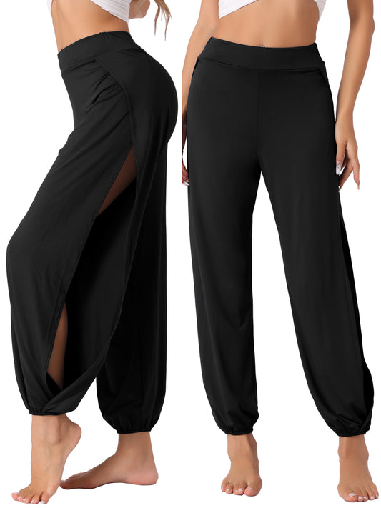 Pantalon de yoga sarouel pour femme, jogging à fente latérale, sport, plage, survêtement d'entraînement