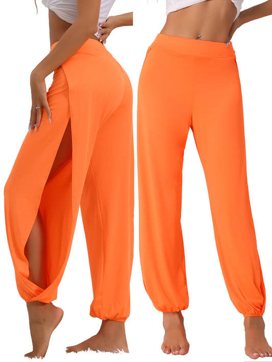 Pantalon de yoga sarouel pour femme, jogging à fente latérale, sport, plage, survêtement d'entraînement