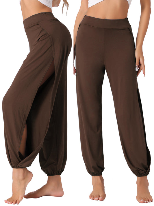 Pantalon de yoga sarouel pour femme, jogging à fente latérale, sport, plage, survêtement d'entraînement