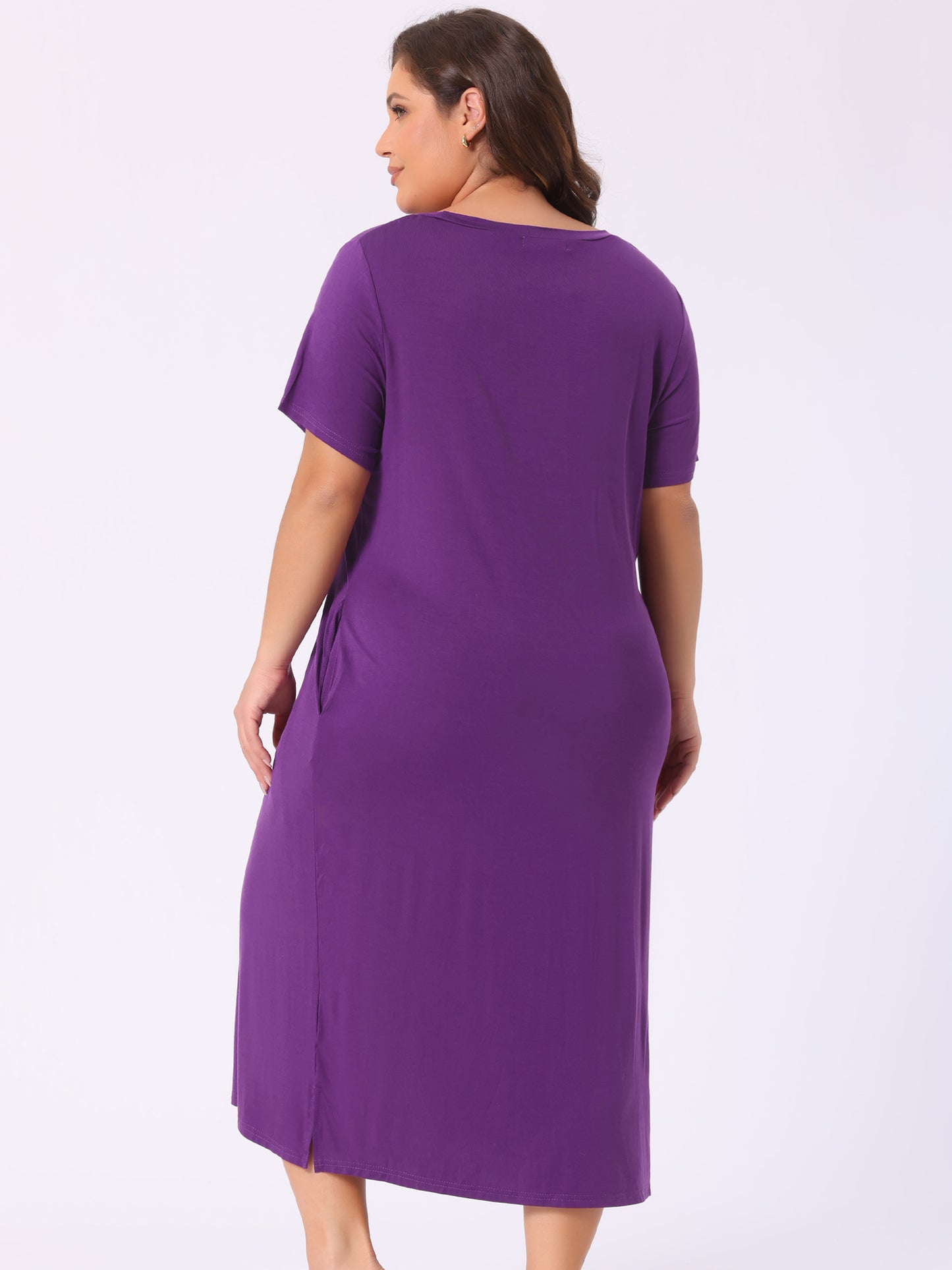 Women's Plus Size Nightgowns Pajama Dress Cute Cat Loose Loungewear with Pockets