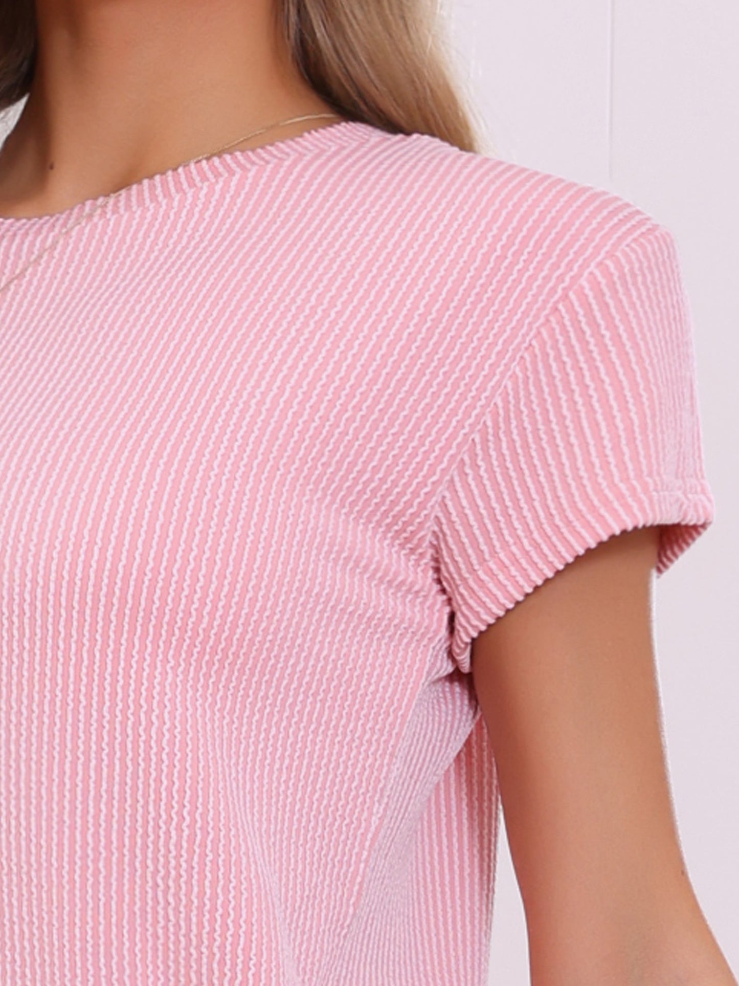 Women's Pajamas Ribbed Knit Loungewear Casual Short Sleeves Tops with Shorts PJ Set