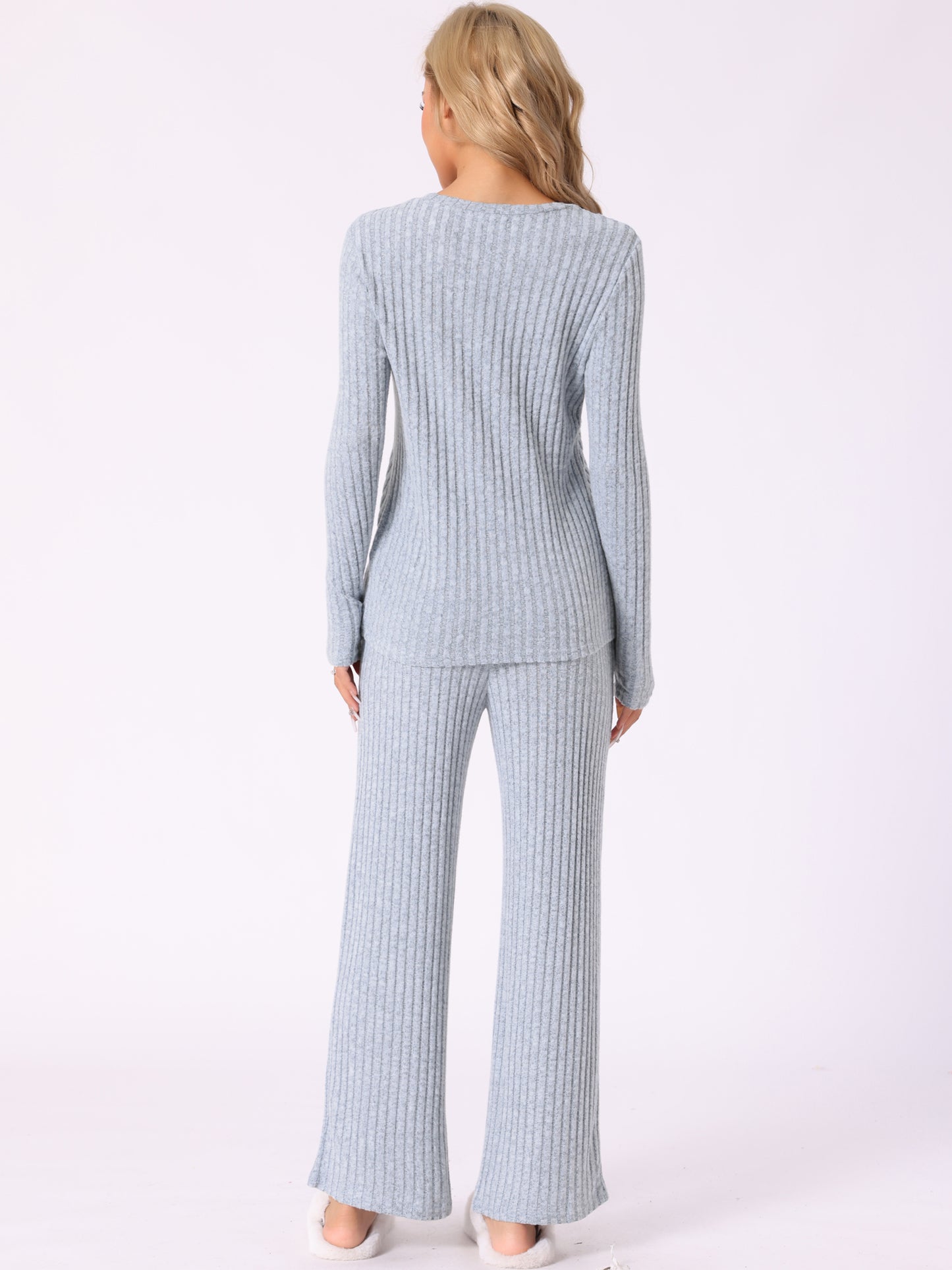 Women's Pajamas Set Crewneck Long Sleeve Sleepwear Soft Pjs Sets with Pocket Loungewear