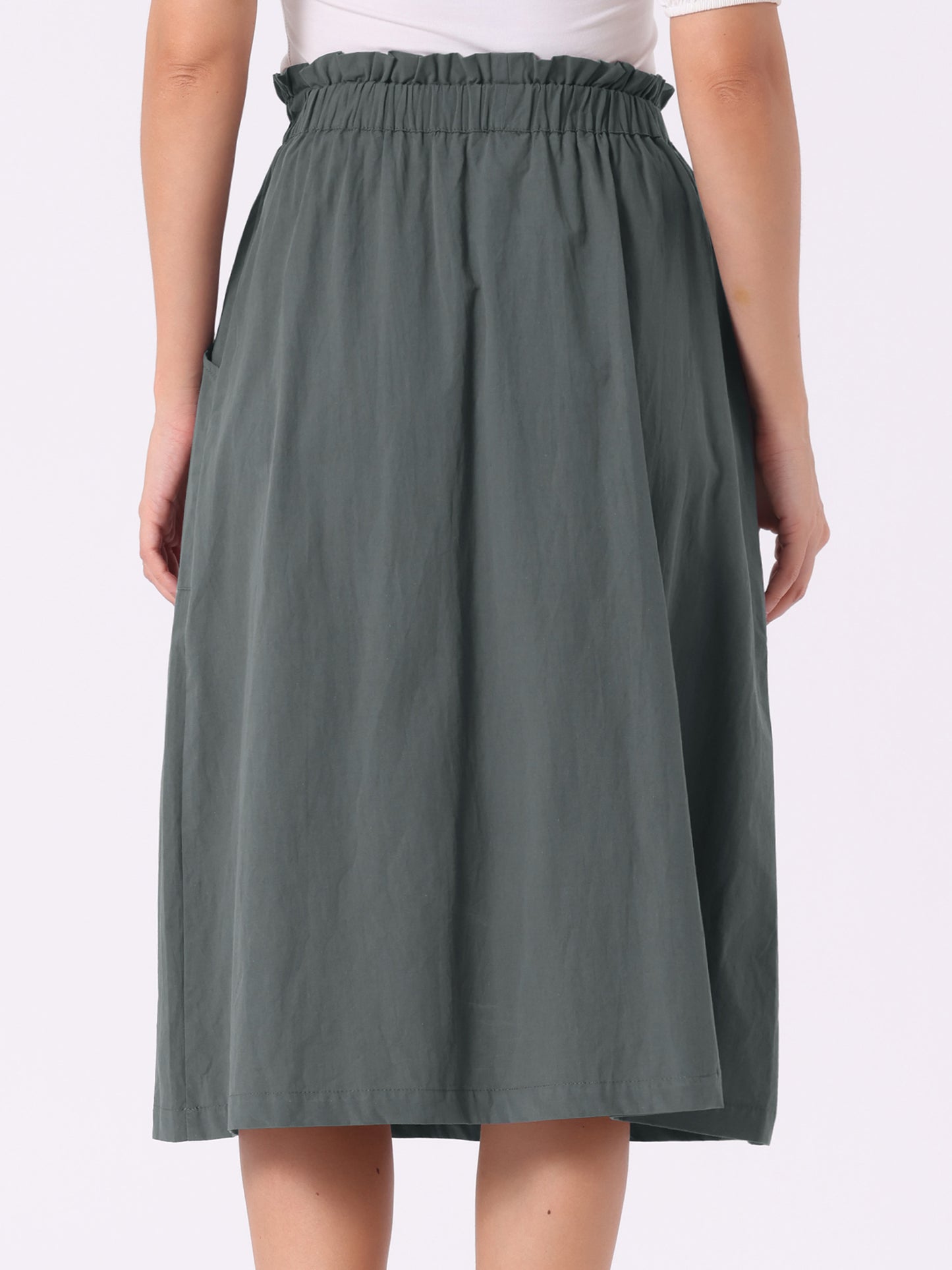 Falda informal de algodón para mujer, estilo campesino, con cintura elástica y bolsillos.