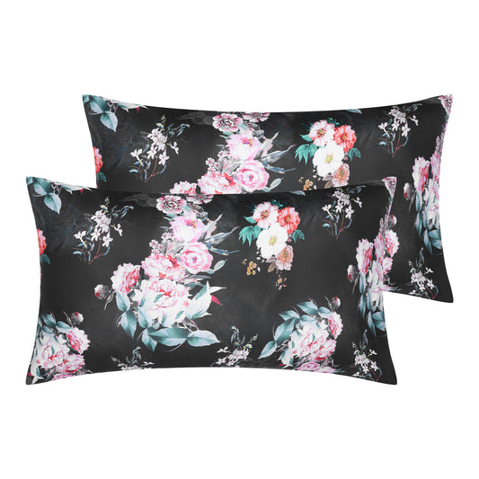 Pillowcase Set of 2 with Envelope Closure for Hair and Skin, Soft Floral Pillow Cases